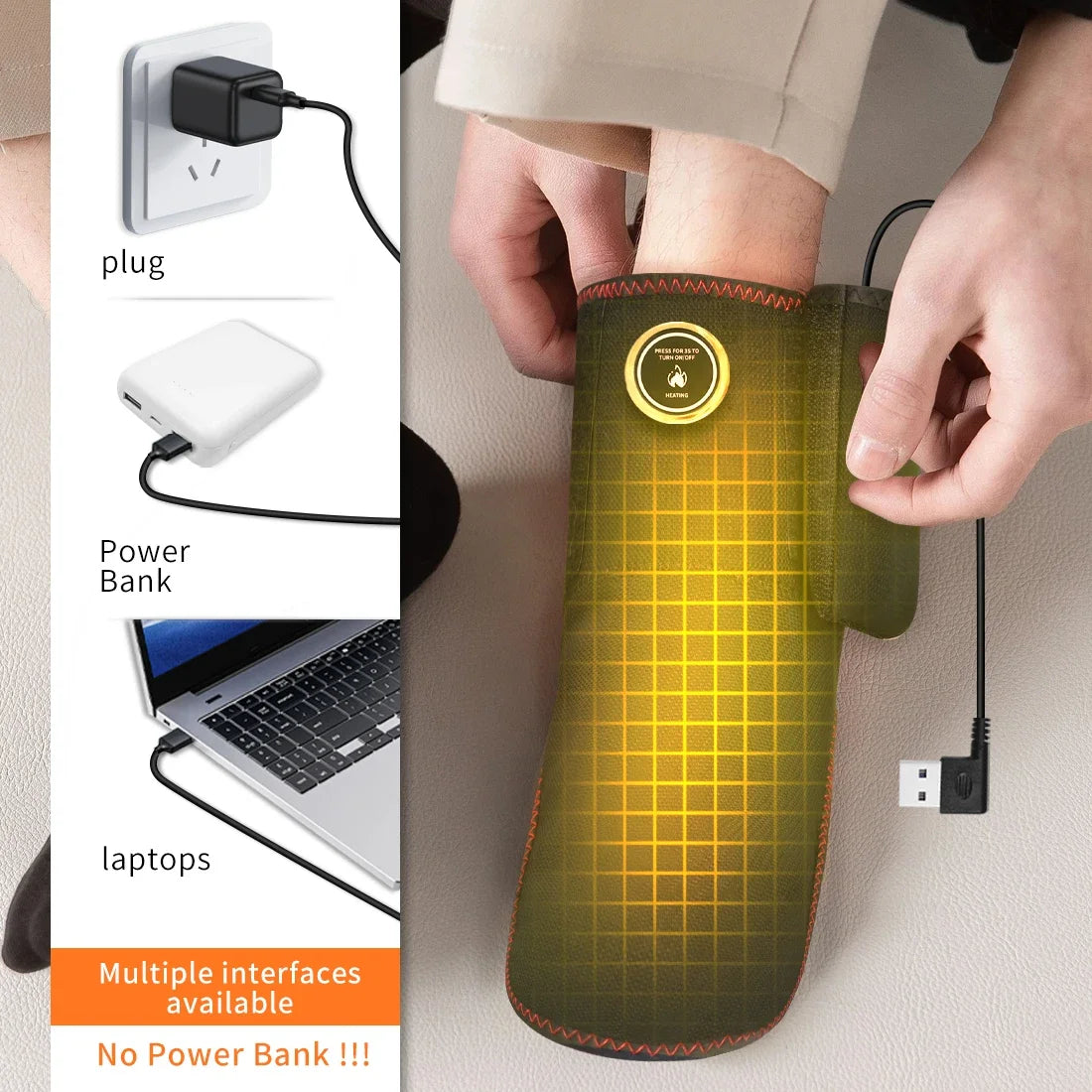 Wireless Ankle Heating Pad – Electric Vibration Massage Heated Wrist & Ankle Brace Wrap