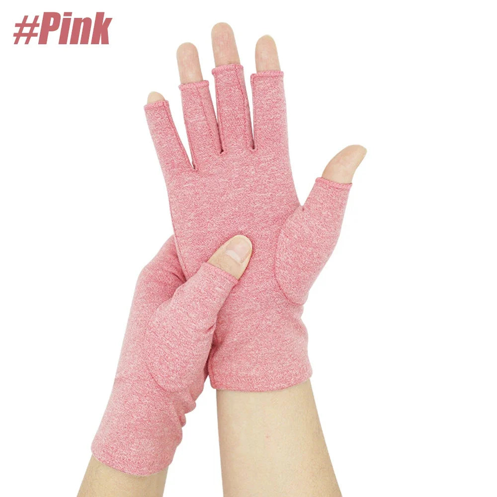 GOMOREON 1Pair Arthritis Gloves Women Men, Carpal Tunnel, Rheumatiod, Tendonitis, Fingerless Hand Thumb Compression Gloves
