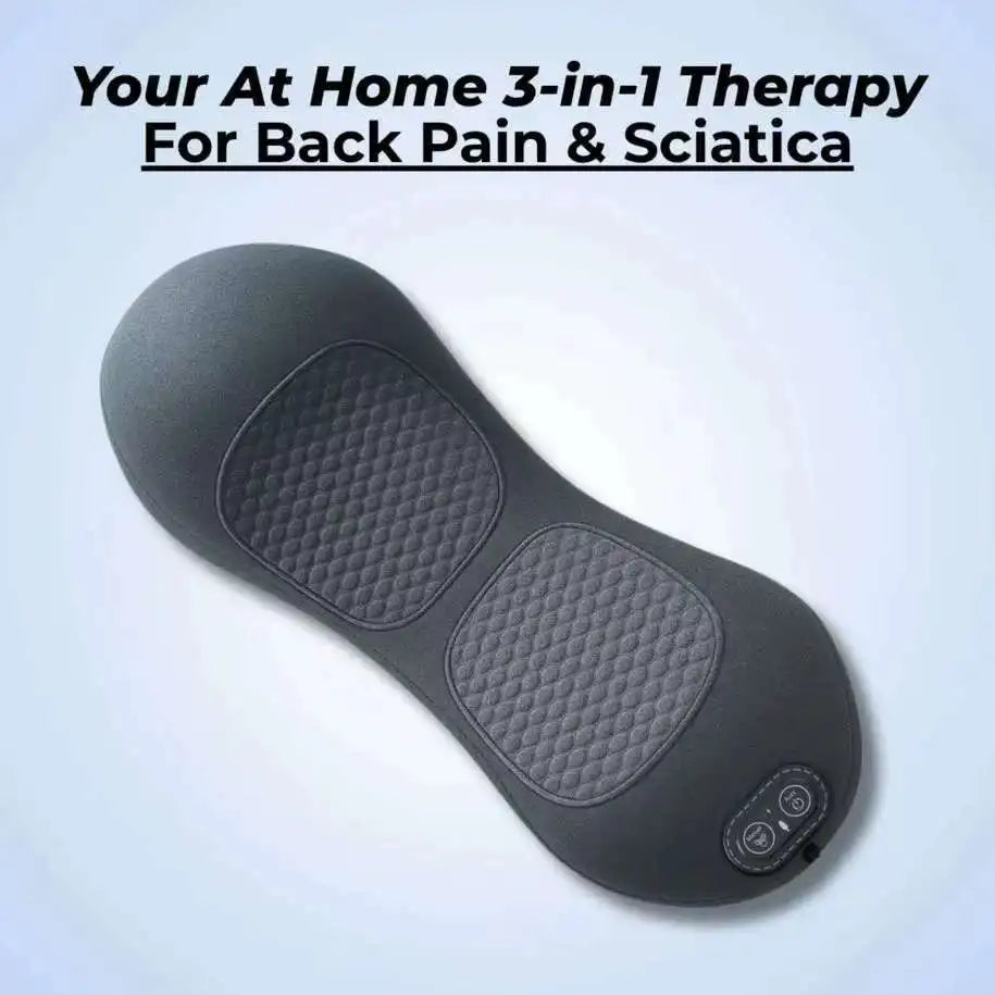 Okayso 3-in-1 Lumbar Support Pillow – Adjustable Height Back Massager & Heated Memory Foam Waist Pillow