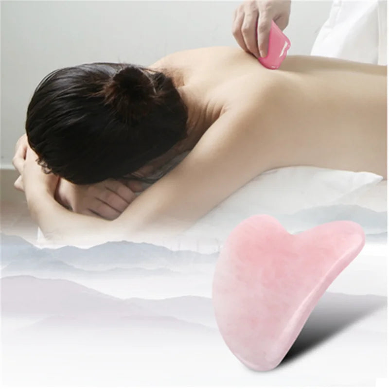 Rose Pink Gua Sha Massage Board – Jade Face Scraper for Neck, Back & Body Sculpting