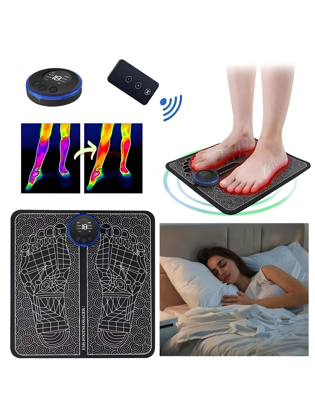 EMS Foot Massager Rechargeable Pad – Electric Foot Massage Tool for Blood Circulation & Relaxation
