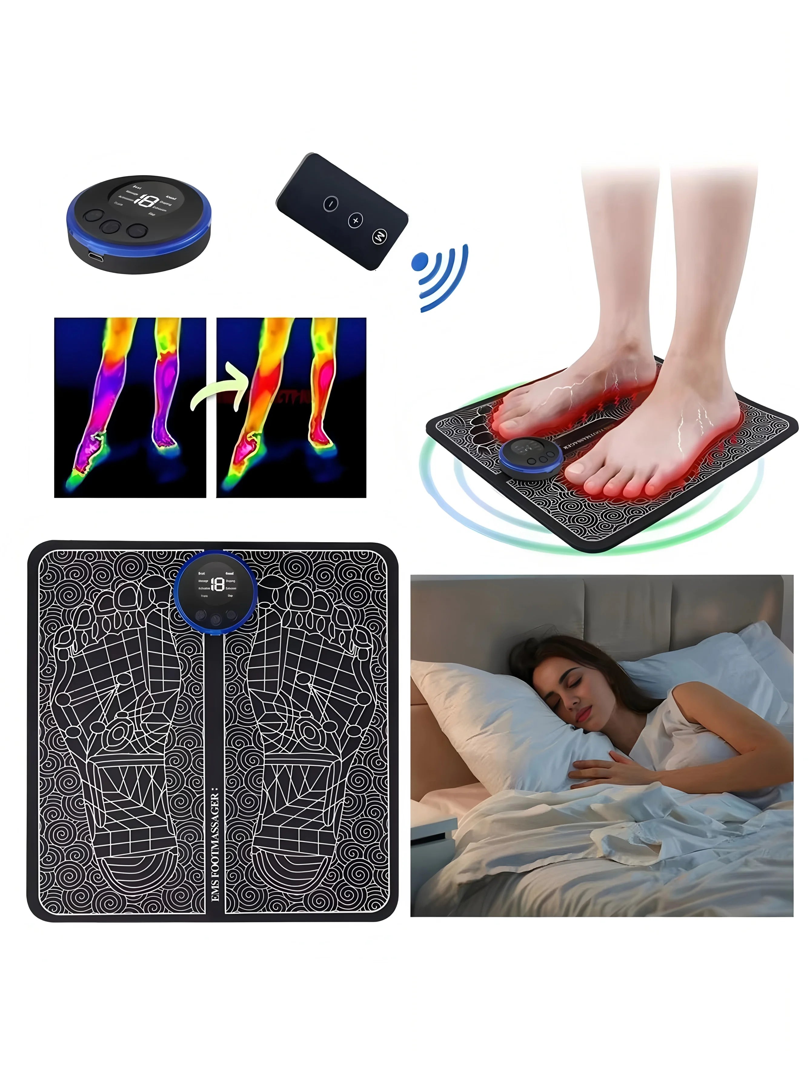 EMS Foot Massager Rechargeable Pad – Electric Foot Massage Tool for Blood Circulation & Relaxation