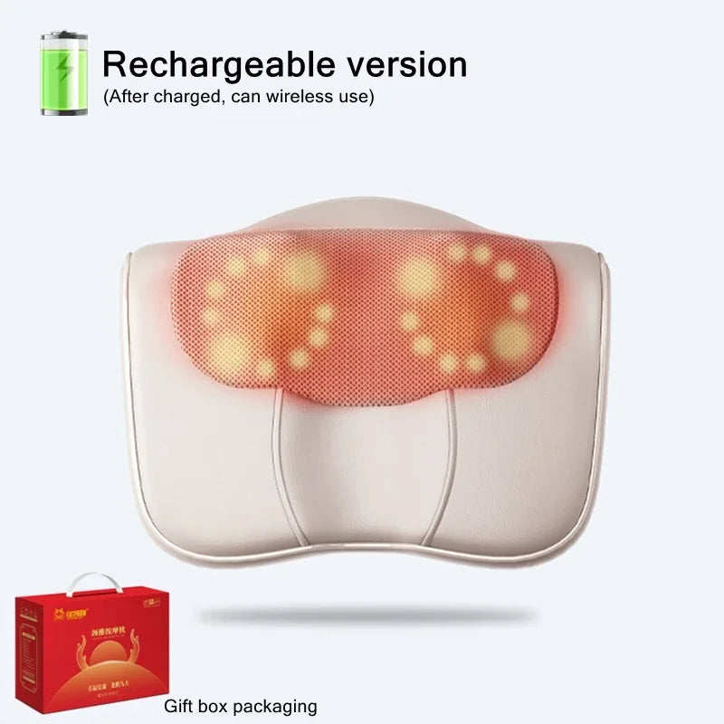 HEALTENCE Electric Shiatsu Neck Massage Pillow – Hot Compress Massager