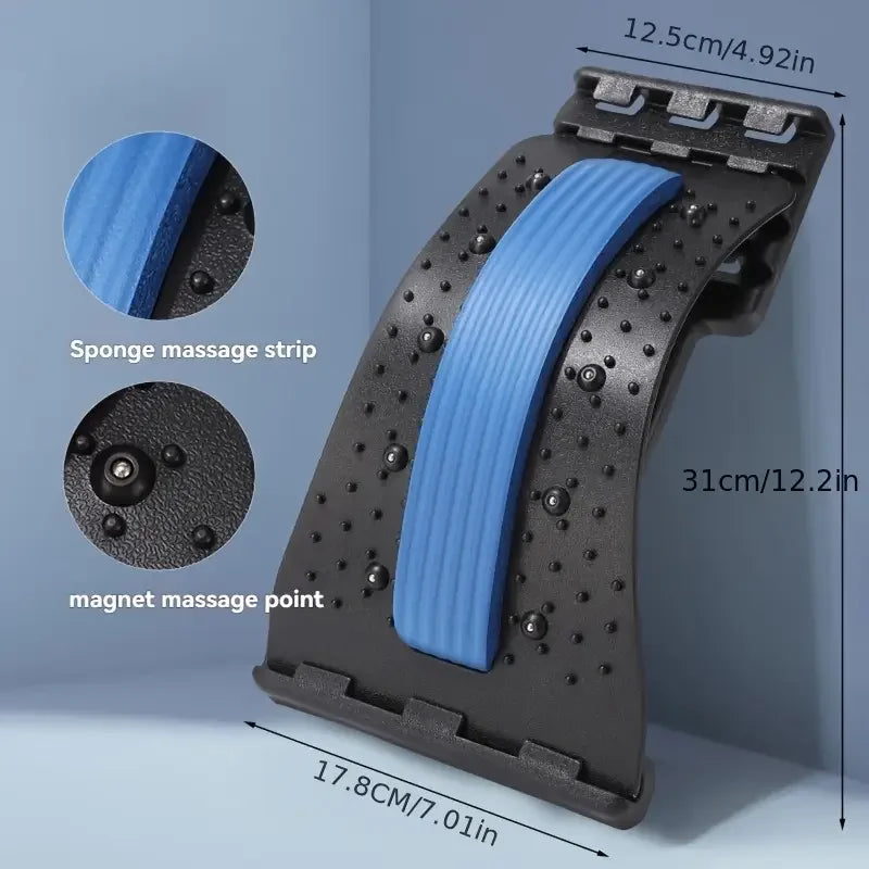 3-Level Adjustable Back Stretcher – Lumbar Cracker Board & Spine Decompression Device for Lower Back Pain
