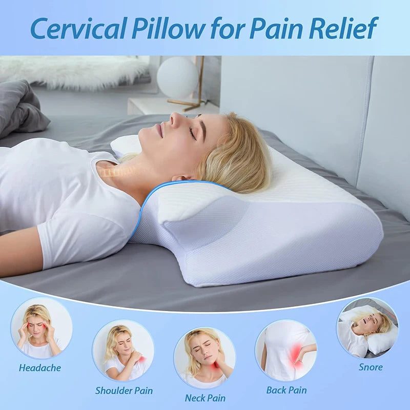 2-in-1 Memory Foam Cervical Pillow – Ergonomic Contour Orthopedic Neck Pain Support Pillow