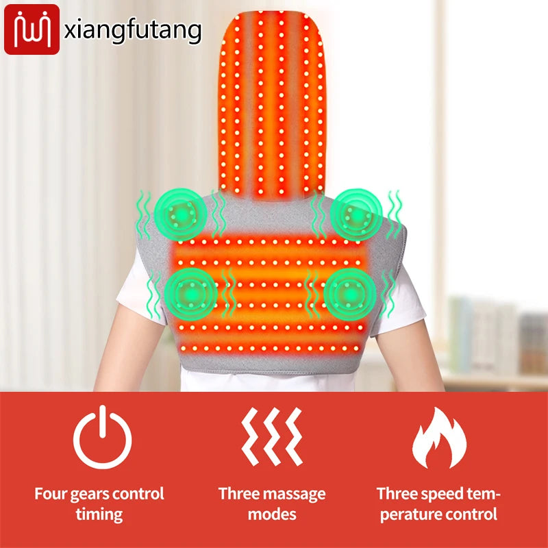 Red Light Therapy Hooded Shawl – 3-Gear Heat & Massage