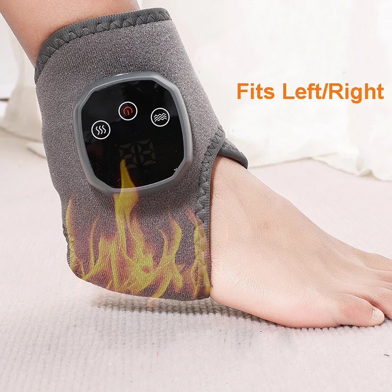 Electric Heat & Vibration Ankle Wrist Massager – Hot Compress Therapy Heated Wrap Brace
