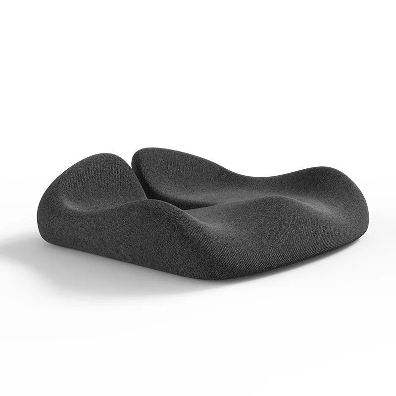 Gray cushion with a unique design on a white background