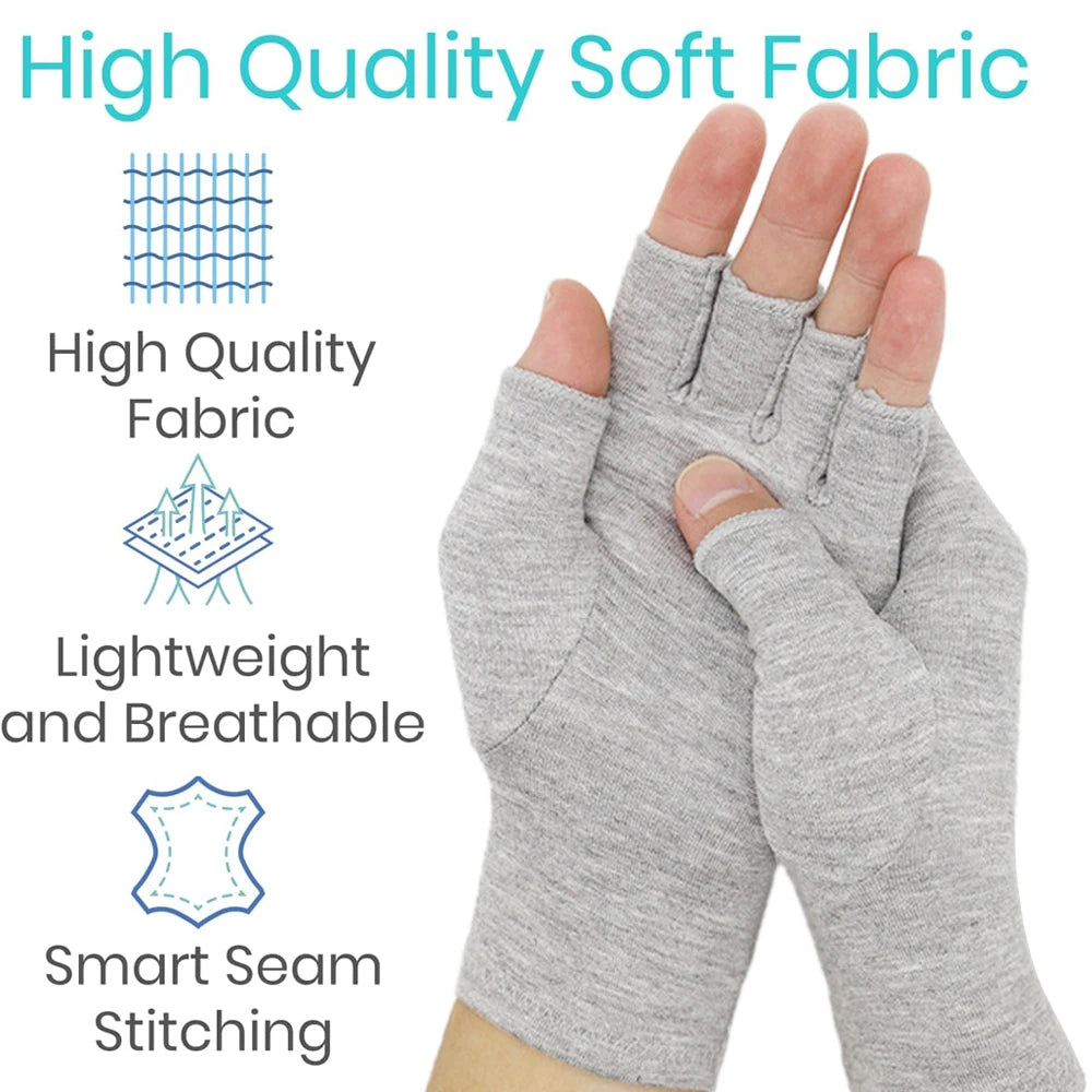 Bamboo Arthritis Compression Gloves – Fingerless Hand Support for Men & Women