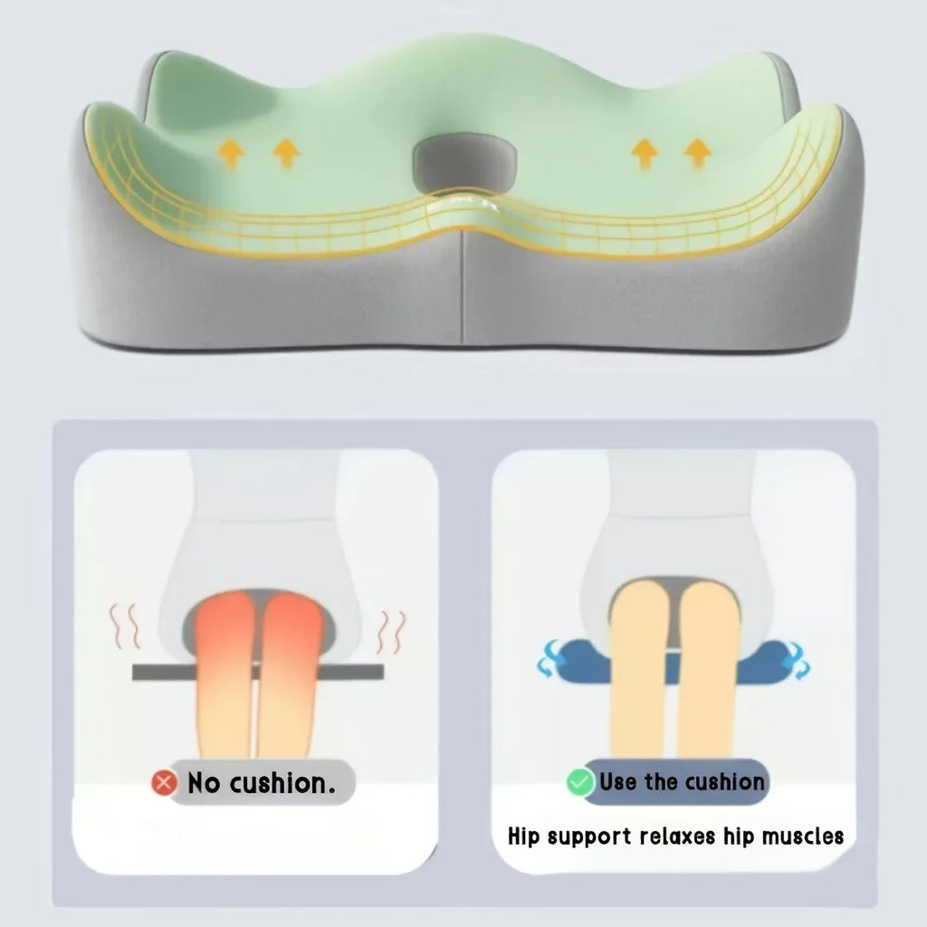 HEALTENCE 3-Zone Memory Foam Lumbar Cushion – Ergonomic Posture Support