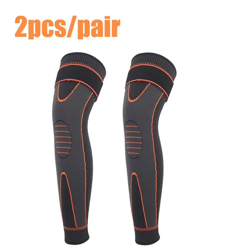Non-Slip Elastic Long Leg Sleeve Knee Pads – Pressurized Running & Sports Warm Leg Protection