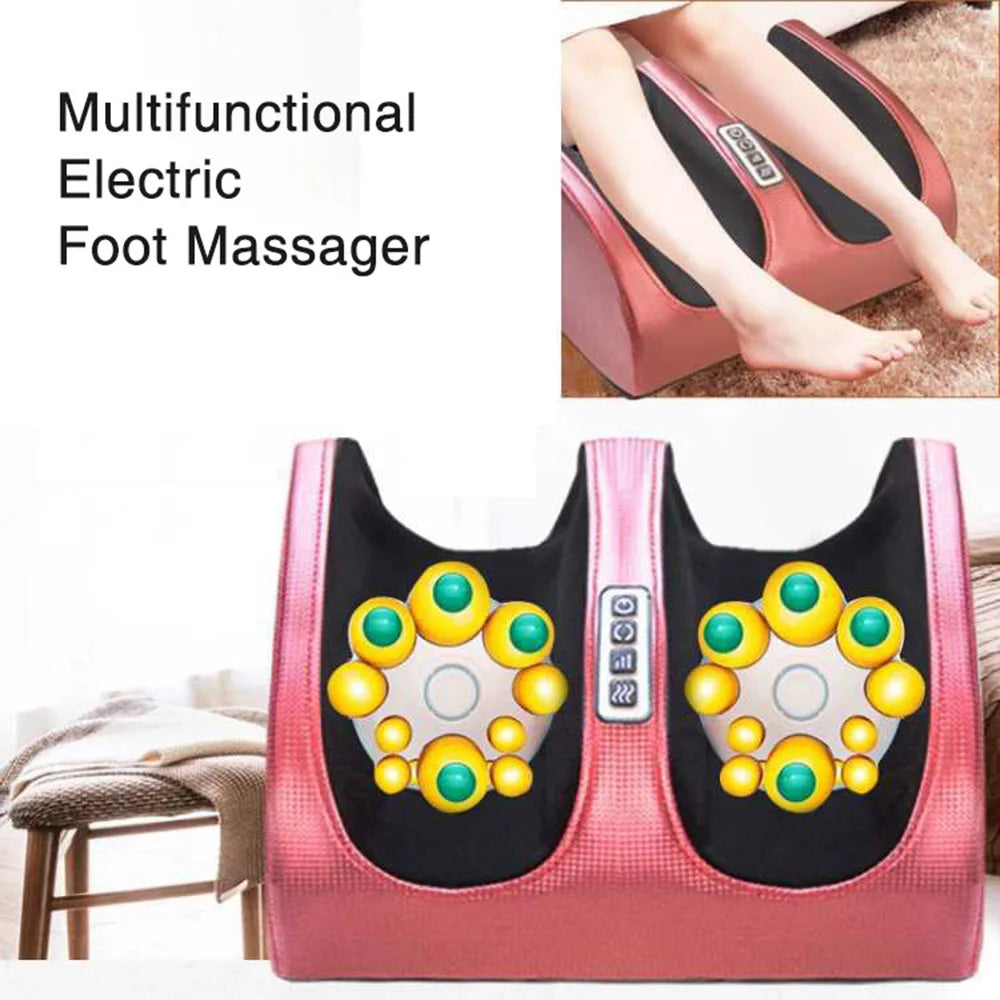 Heated Electric Foot & Calf Massager – Deep Kneading Shiatsu Roller Machine