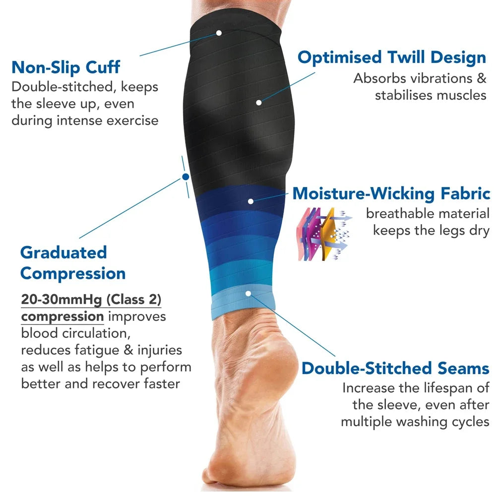 Sport Compression Calf Sleeves 20-30 mmHg – Footless Compression Socks for Shin Splints, Running & Cycling