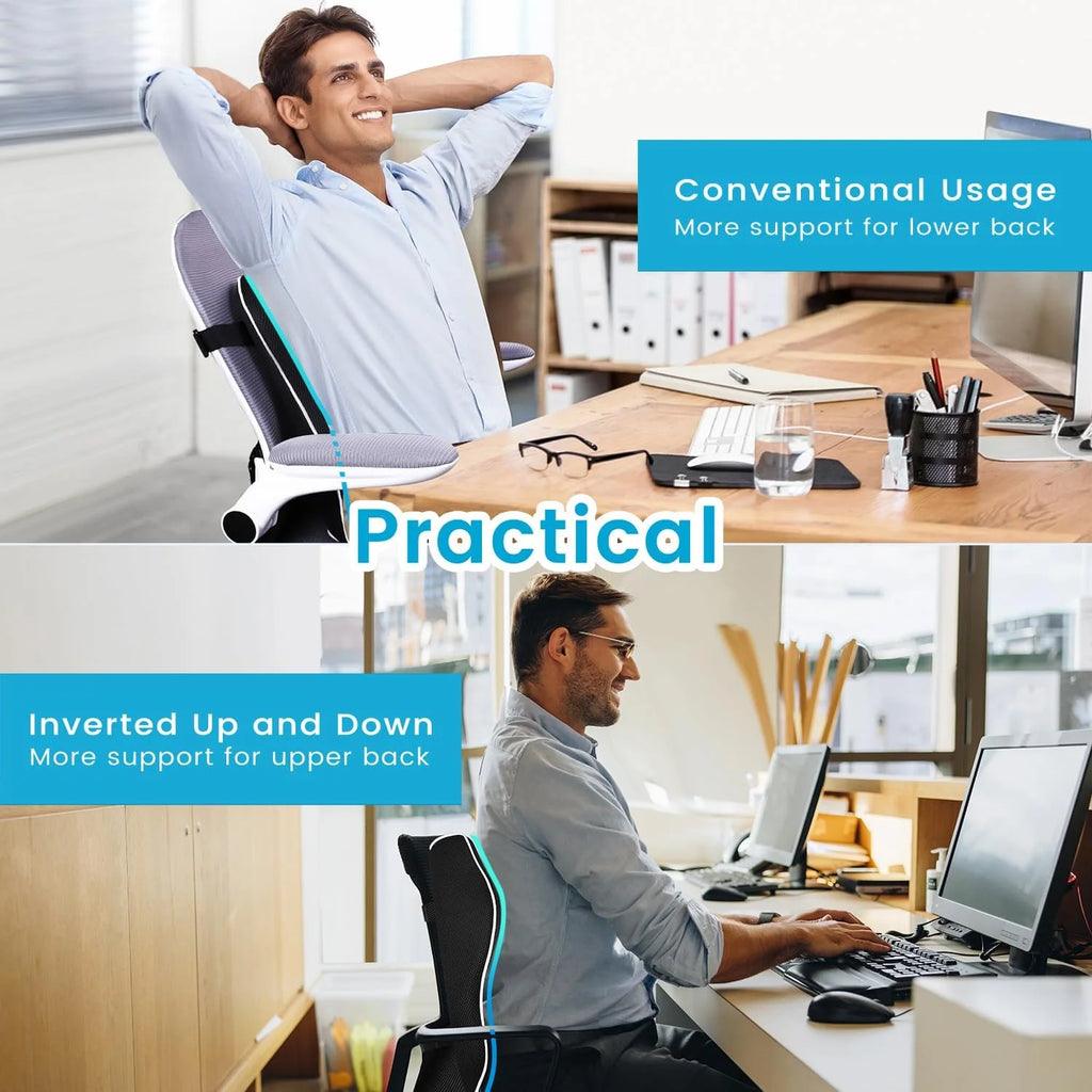 HEALTENCE Memory Foam Lumbar Back Cushion – Ergonomic Car & Office Support