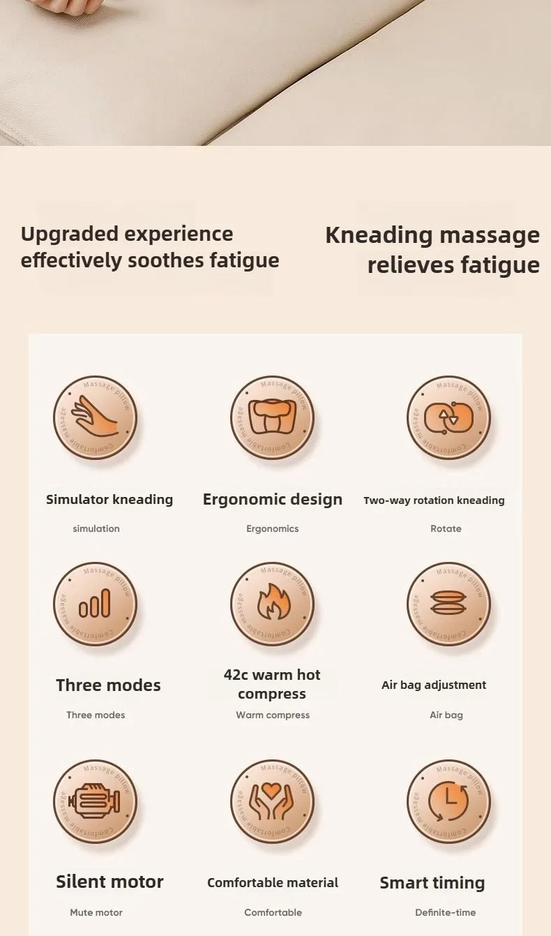HEALTENCE Electric Shiatsu Neck Massage Pillow – Hot Compress Massager