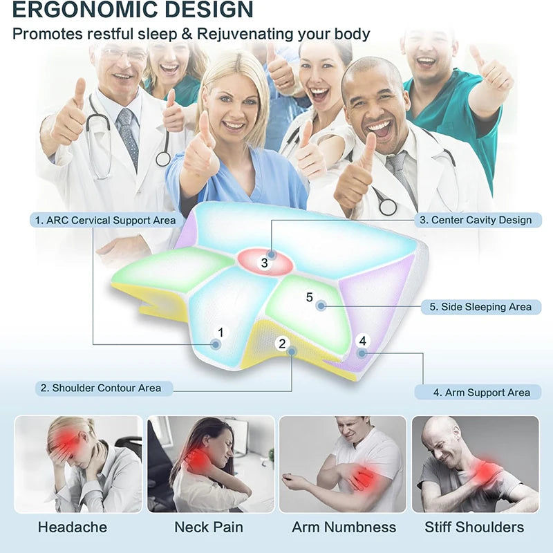 2-in-1 Memory Foam Cervical Pillow – Ergonomic Contour Orthopedic Neck Pain Support Pillow