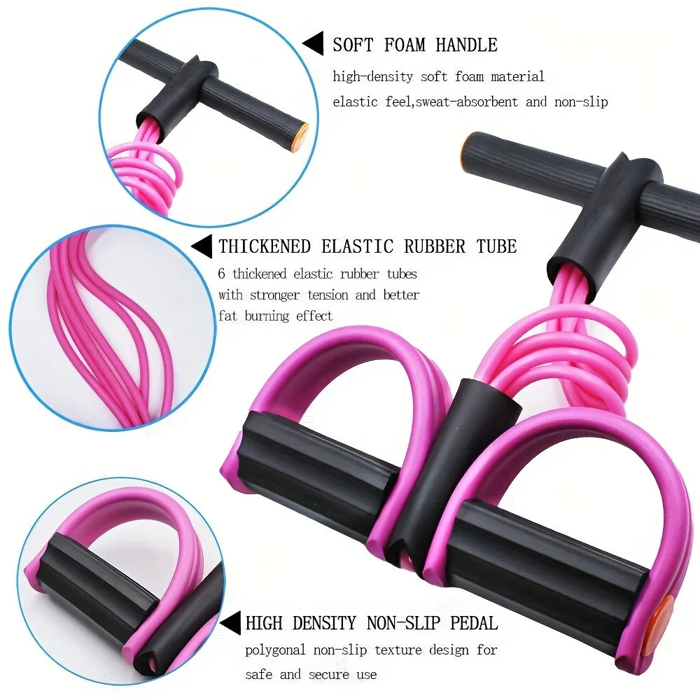 6-Tube Resistance Band, Multi-Functional Elastic Yoga Pull Rope for Arms, Legs, Waist & Abs, Durable Latex Fitness Equipment