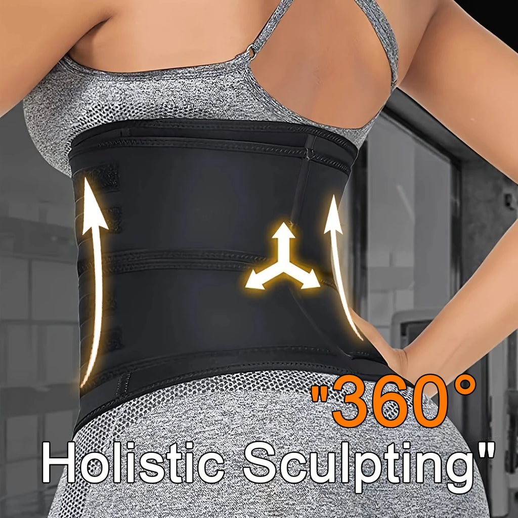 Adjustable Neoprene Waist Trainer for Women – Double Belt Corset with Zipper for Tummy Control & Back Support