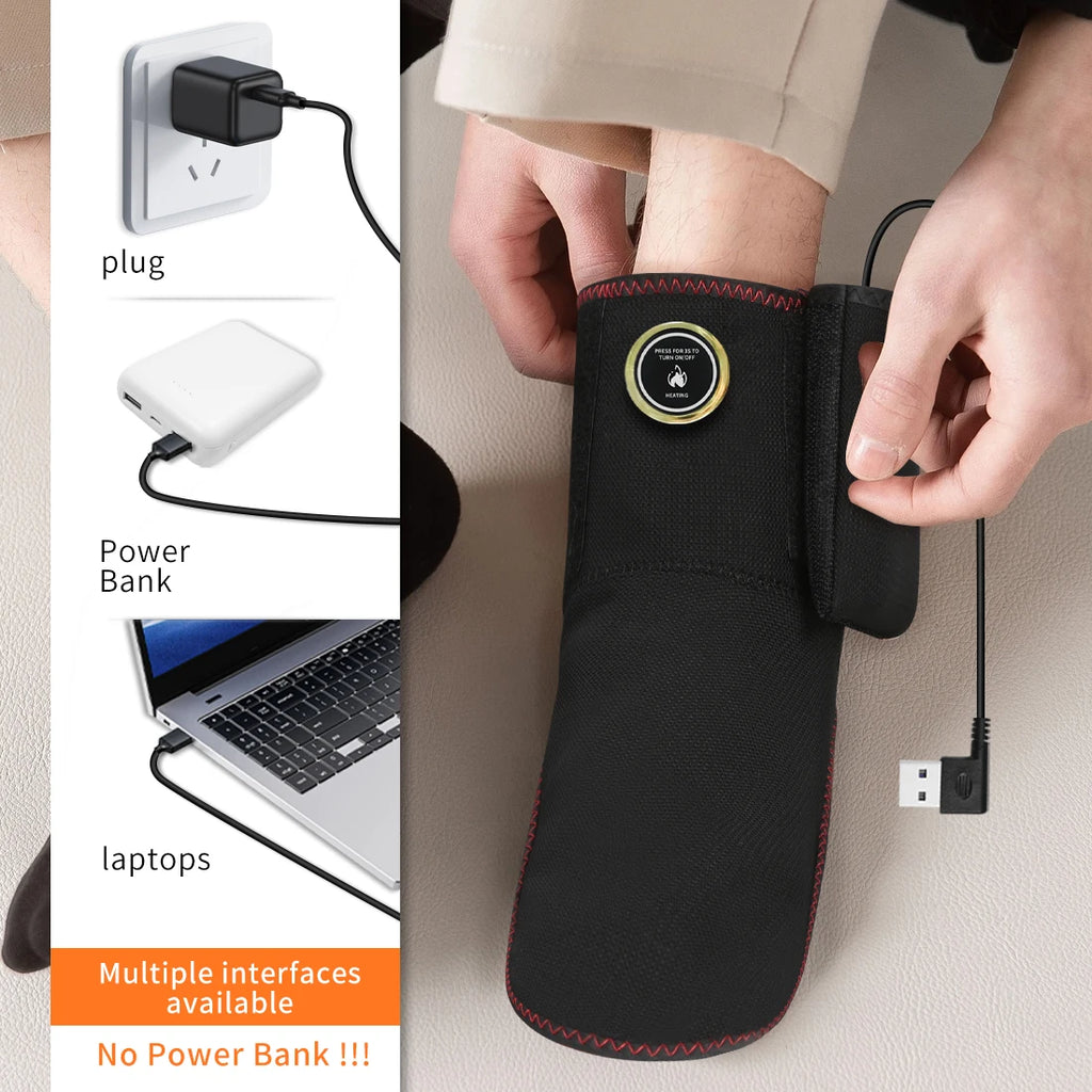 Wireless Ankle Heating Pad Electric Vibration Massage Heated Foot Hand Wrap for Wrist Ankle Rechargeable Heating Wristband Brace