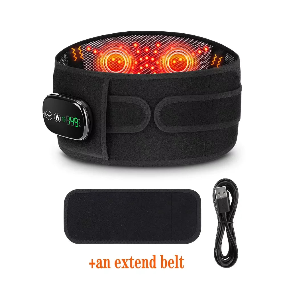 Cordless Hot Waist Belt Massager – Heated Vibration Lumbar Support Brace for Lower Back Pain Relief