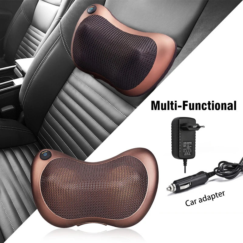 Electric Shiatsu Head & Neck Massager Pillow – Multifunctional Car & Home Relief