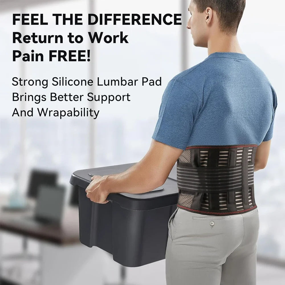 Lower Back Brace with 5 Stays – Breathable Anti-Skid Lumbar Support Belt for Men & Women